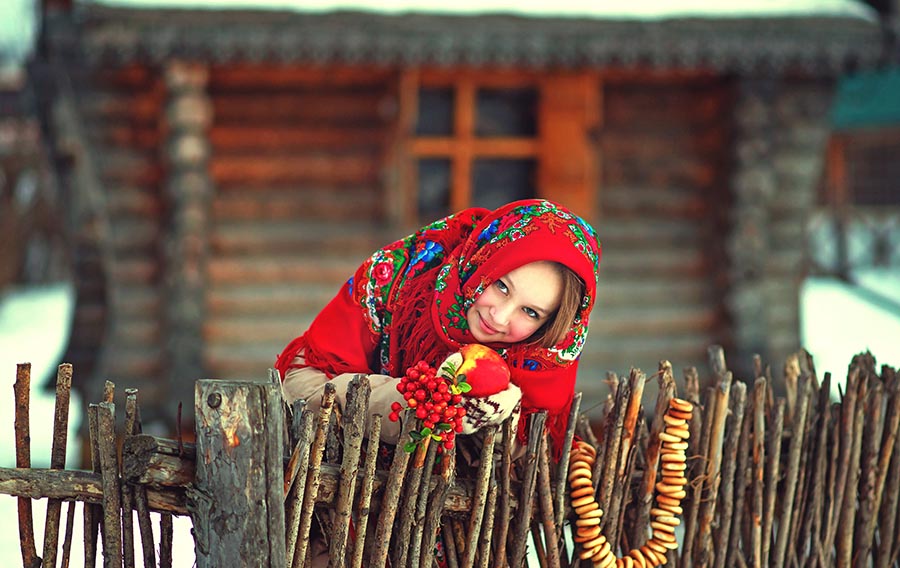 Sexy girl Women in Slavic costumes in Nanjing